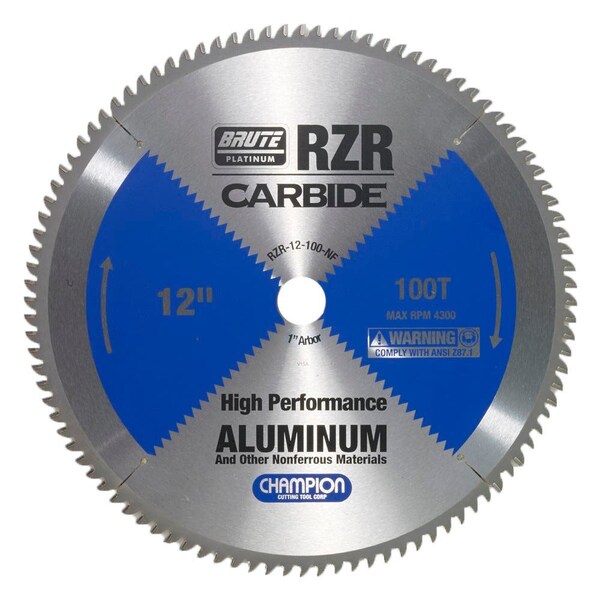 Brute Platinum 12in Brute RZR Carbide Tipped Circular Saw Blades for Aluminum / Non-Ferrous, 100 Teeth, 1in Arbor CHA RZR-12-100-NF - main